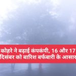 कोहरे ने बढ़ाई कंपकंपी, 16 और 17 दिसंबर को बारिश बर्फबारी के आसार