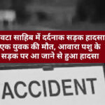 पांवटा साहिब में दर्दनाक सड़क हादसा, एक युवक की मौत, आवारा पशु के सड़क पर आ जाने से हुआ हादसा