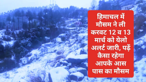 हिमाचल में मौसम ने ली करवट 12 व 13 मार्च को येलो अलर्ट जारी, पढ़ें कैसा रहेगा आपके आस पास का मौसम