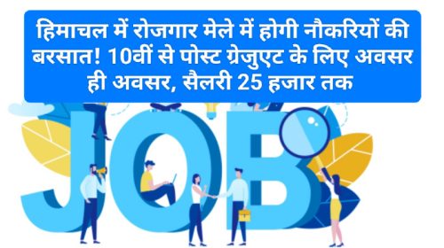 HP Jobs Alert: हिमाचल में रोजगार मेले में होगी नौकरियों की बरसात! 10वीं से पोस्ट ग्रेजुएट के लिए अवसर ही अवसर, सैलरी 25 हजार तक