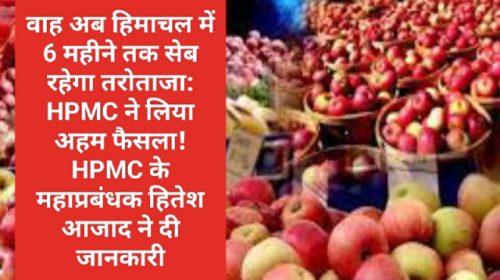 वाह अब हिमाचल में 6 महीने तक सेब रहेगा तरोताजा: HPMC ने लिया अहम फैसला! HPMC के महाप्रबंधक हितेश आजाद ने दी जानकारी