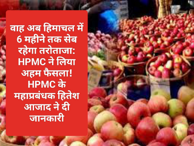 वाह अब हिमाचल में 6 महीने तक सेब रहेगा तरोताजा: HPMC ने लिया अहम फैसला! HPMC के महाप्रबंधक हितेश आजाद ने दी जानकारी