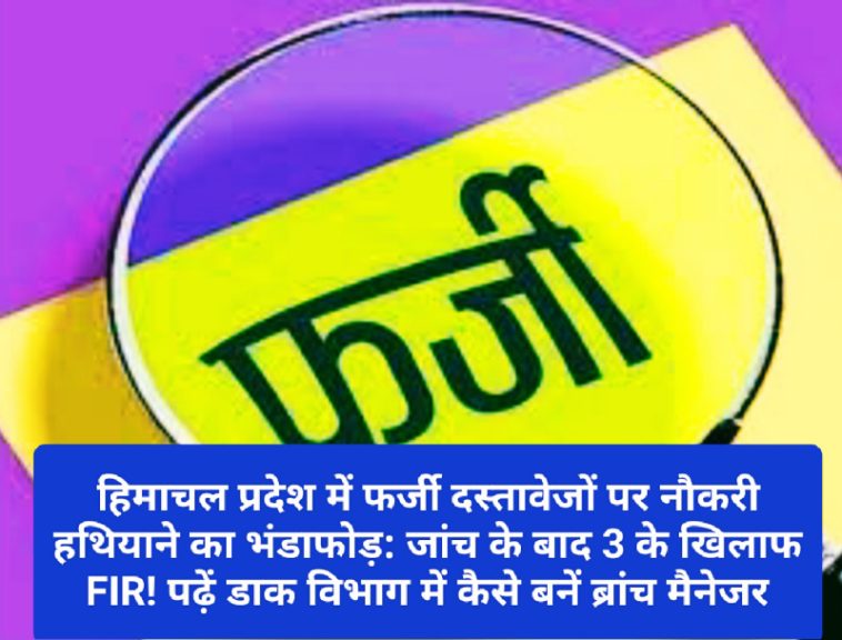 हिमाचल प्रदेश में फर्जी दस्तावेजों पर नौकरी हथियाने का भंडाफोड़: जांच के बाद 3 के खिलाफ FIR! पढ़ें डाक विभाग में कैसे बनें ब्रांच मैनेजर