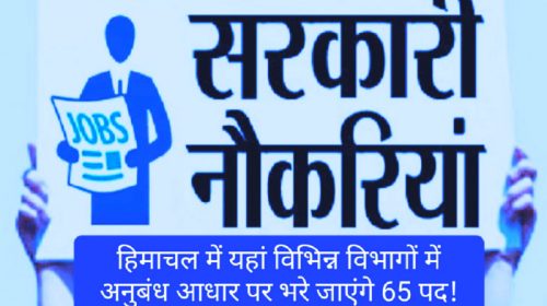 Himachal Govt Job Alert: हिमाचल में यहां विभिन्न विभागों में अनुबंध आधार पर भरे जाएंगे 65 पद! इंटरव्यू 16 से 19 अगस्त