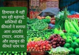 हिमाचल में नहीं थम रही महंगाई: सब्जियों की कीमतों ने रुलाया आम आदमी! टमाटर, अदरक, और लहसुन की कीमतें चरम पर