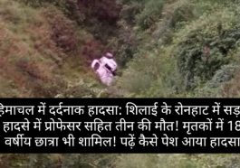हिमाचल में दर्दनाक हादसा: शिलाई के रोनहाट में सड़क हादसे में प्रोफेसर सहित तीन की मौत! मृतकों में 18 वर्षीय छात्रा भी शामिल! पढ़ें कैसे पेश आया हादसा