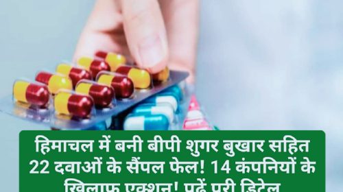 Himachal Health News: हिमाचल में बनी बीपी शुगर बुखार सहित 22 दवाओं के सैंपल फेल! 14 कंपनियों के खिलाफ एक्शन! पढ़ें पूरी डिटेल