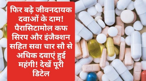 Medicine Price Hike: फिर बढ़े जीवनदायक दवाओं के दाम! पैरासिटामोल कफ सिरप और इंजैक्शन सहित सवा चार सौ से अधिक दवाएं हुई महंगी! देखें पूरी डिटेल