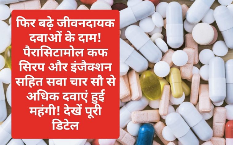 Medicine Price Hike: फिर बढ़े जीवनदायक दवाओं के दाम! पैरासिटामोल कफ सिरप और इंजैक्शन सहित सवा चार सौ से अधिक दवाएं हुई महंगी! देखें पूरी डिटेल