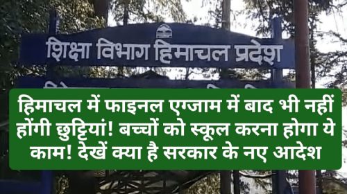 Himachal Pradesh School Education: हिमाचल में फाइनल एग्जाम में बाद भी नहीं होंगी छुट्टियां! बच्चों को स्कूल करना होगा ये काम! देखें क्या है सरकार के नए आदेश