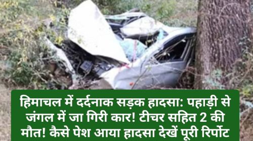 हिमाचल में दर्दनाक सड़क हादसा: पहाड़ी से जंगल में जा गिरी कार! टीचर सहित 2 की मौत! कैसे पेश आया हादसा देखें पूरी रिर्पोट