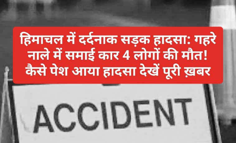 हिमाचल में दर्दनाक सड़क हादसा: गहरे नाले में समाई कार 4 लोगों की मौत! कैसे पेश आया हादसा देखें पूरी ख़बर