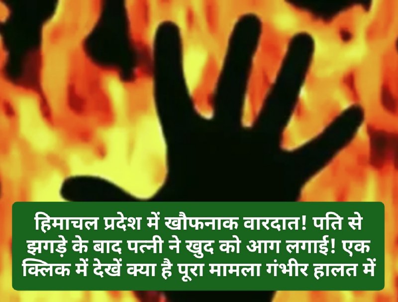 Himachal Crime Alert: हिमाचल प्रदेश में खौफनाक वारदात! पति से झगड़े के बाद पत्नी ने खुद को आग लगाई! एक क्लिक में देखें क्या है पूरा मामला गंभीर हालत में