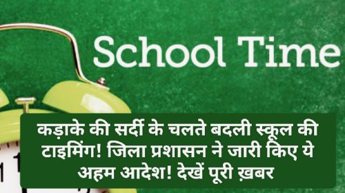 School Timing: कड़ाके की सर्दी के चलते बदली स्कूल की टाइमिंग! जिला प्रशासन ने जारी किए ये अहम आदेश! देखें पूरी ख़बर