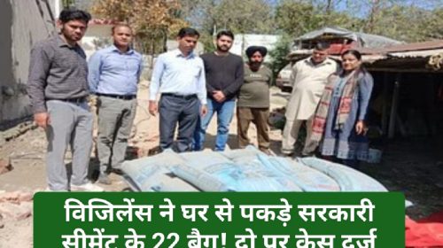 Himachal News: विजिलेंस ने घर से पकड़े सरकारी सीमेंट के 22 बैग! दो पर केस दर्ज