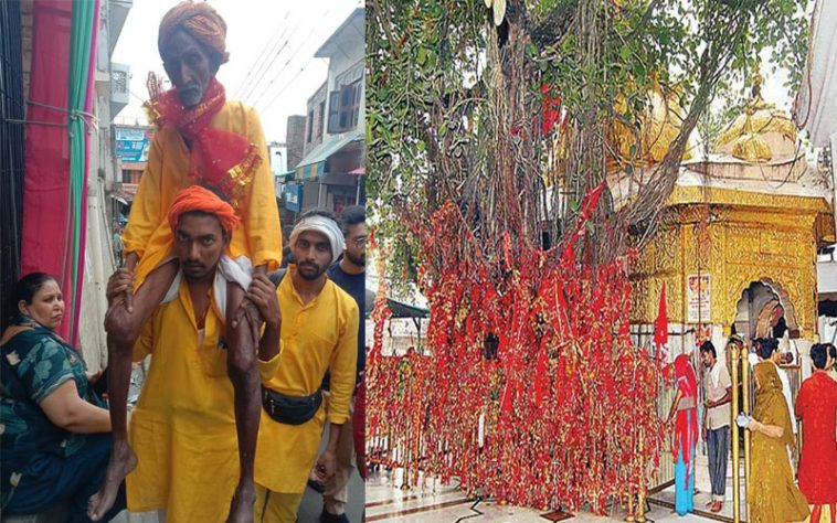 आस्था: चलो बुलावा आया है माता ने बुलाया है…पोते के कंधों पर चिंतपूर्णी मंदिर पहुंचा 90 वर्षीय दादा