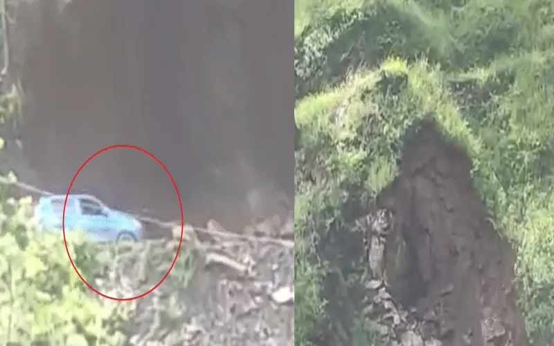 Himachal Latest News: हिमाचल में पहाड़ी से भारी लैंडस्लाइड! चपेट में आई गाड़ी, चालक ने ऐसे बचाई जान