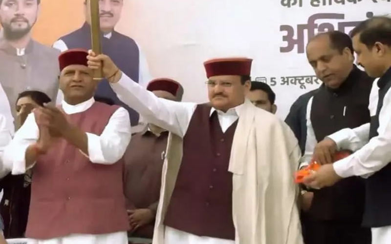 Sirmour News: नाहन में जेपी नड्डा ने किया BJP कार्यालय का शुभारंभ! कांग्रेस पर खूब बरसे बिंदल