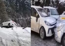 Himachal News Update: सड़कों पर कोहरा और बर्फ जमने से स्किड होकर आपस में टकराई आठ गाड़ियां