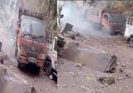 Himachal News: पहाड़ी से गिरी चट्टाने! दो बोलेरो कैंपर सहित टिप्पर बुरी तरह क्षतिग्रस्त