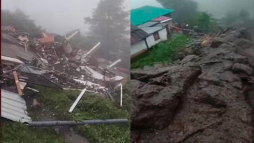 हिमाचल में भारी बारिश से तबाही: पांच मंजिला मकान गिरा! रामपुर में फटा बादल, मवेशी बहे
