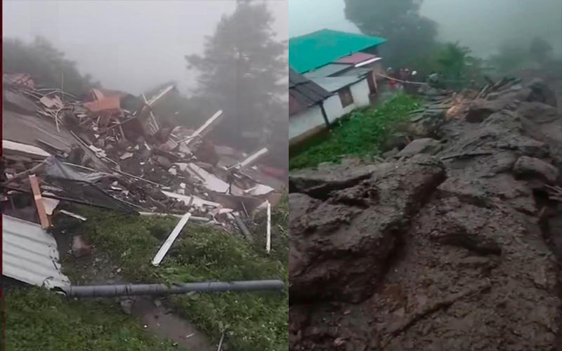 हिमाचल में भारी बारिश से तबाही: पांच मंजिला मकान गिरा! रामपुर में फटा बादल, मवेशी बहे