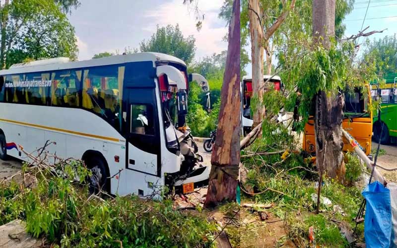 Accident In Himachal: हिमाचल में लग्जरी बस और ट्राला के बीच जोरदार भिड़ंत! चालक सहित चार यात्री जख्मी