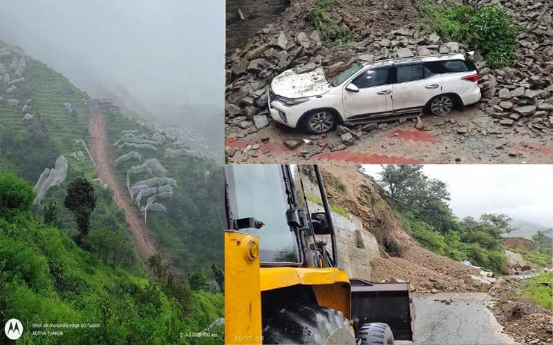 Landslide In Himachal: हिमाचल में भारी बारिश ने मचाया तांडव! भूस्खलन से कई गाड़ियां दबी, खतरे की जद में आए कई घर
