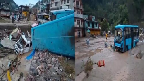 हिमाचल में भारी बारिश से तबाही: HRTC की बसे बही! लोगों के घर डूबे हिमाचल में भारी बारिश से तबाही: HRTC की बसे बही! लोगों के घर डूबे