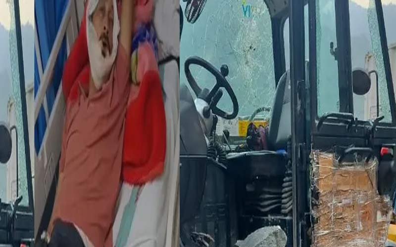 Landslide In Himachal: टेलीहैंडलर मशीन पर पहाड़ी से गिरा पत्थर! ऑपरेटर बुरी तरह जख्मी