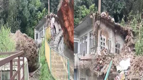 Landslide In Himachal: पहाड़ी से खिसकी बड़ी चट्टान! घर को तोड़ती हुई आंगन में गिरी, लोग सहमे