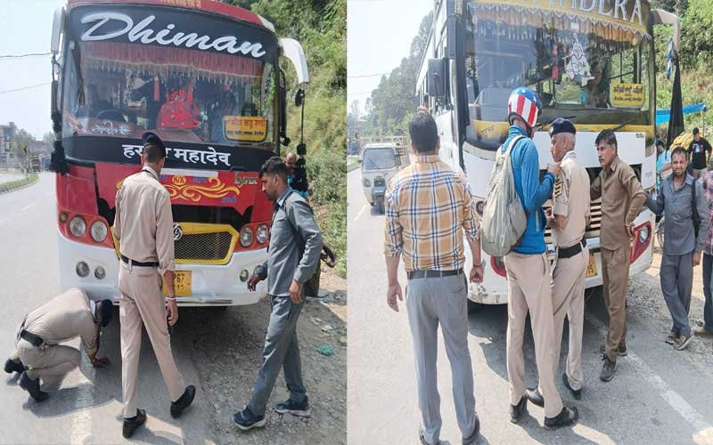 Himachal News Alert: 50 बसों और ट्रकों की चेकिंग! नियम तोड़ने वालों के कटे चालान, बसों से स्पीकर हटवाए