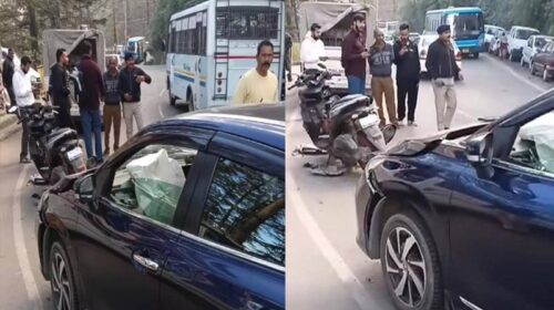 Accident In Himachal: तेज रफ्तार कार और स्कूटी में टक्कर! वाहन बुरी तरह क्षतिग्रस्त