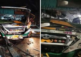 Bus Accident: एचआरटीसी बस और ट्रक के बीच जोरदार भिड़ंत! चीख-पुकार मची, 6 लोग जख्मी