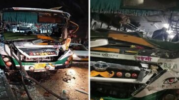 Bus Accident: एचआरटीसी बस और ट्रक के बीच जोरदार भिड़ंत! चीख-पुकार मची, 6 लोग जख्मी
