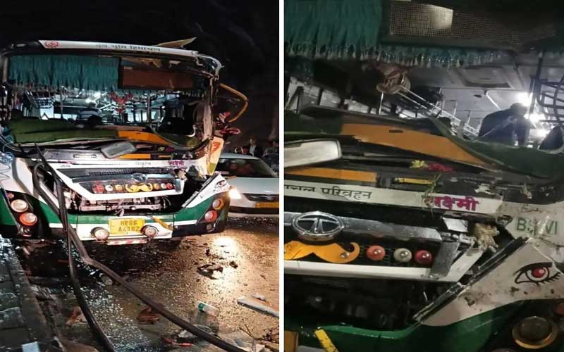 Bus Accident: एचआरटीसी बस और ट्रक के बीच जोरदार भिड़ंत! चीख-पुकार मची, 6 लोग जख्मी