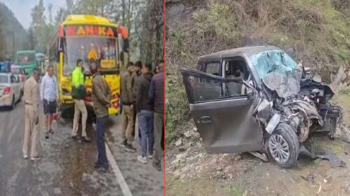 हिमाचल में भीषण हादसा: गाड़ी और बस के बीच ज़बरदस्त भिड़ंत! युवक-युवती ने तोड़ा दम, दो गंभीर घायल