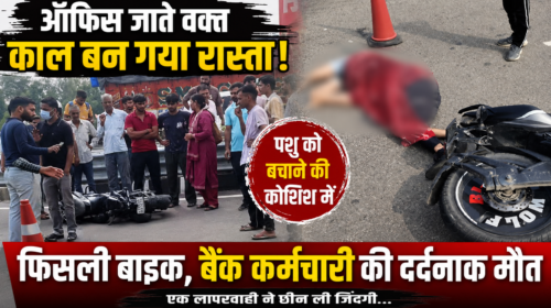 ऑफिस जाते वक्त काल बन गया रास्ता! पशु को बचाने की कोशिश में फिसली बाइक, बैंक कर्मचारी की दर्दनाक मौत