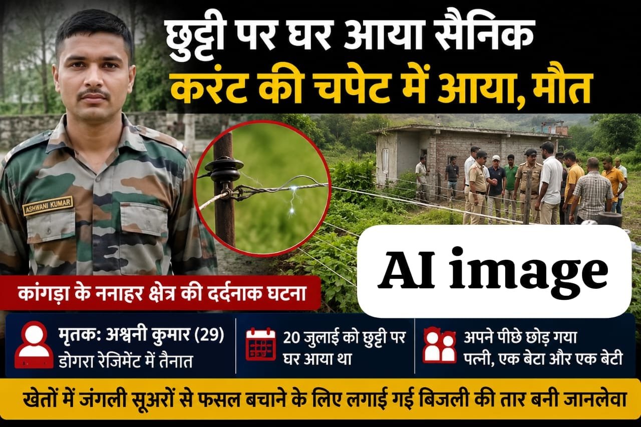 हिमाचल में हादसा ! छुट्टी पर घर आया सैनिक नहीं लौटा ड्यूटी पर, खेतों में बिछी बिजली की तार बनी मौ+त की वजह…